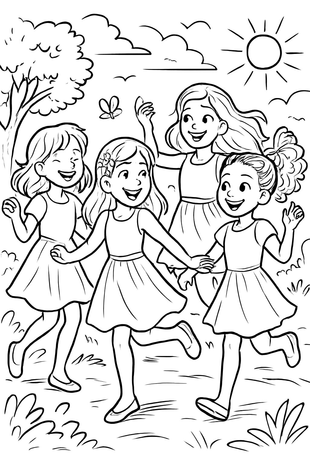 4 amies avec des robes