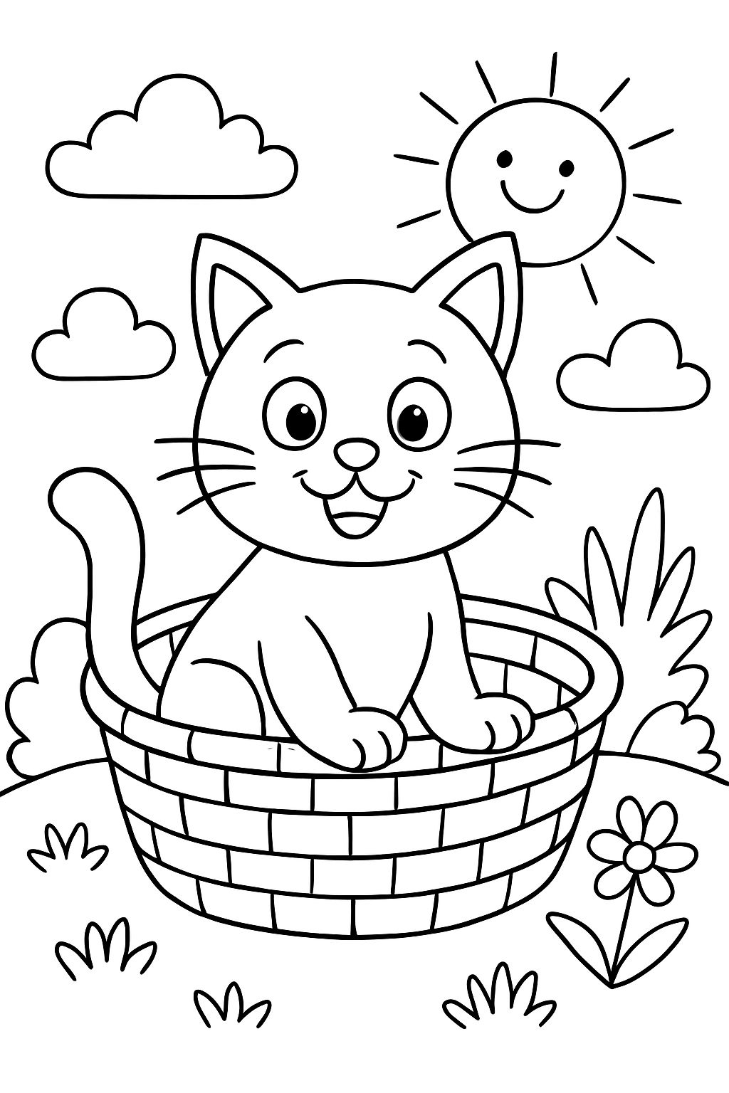 Um gato em uma cesta Um gato em uma cesta