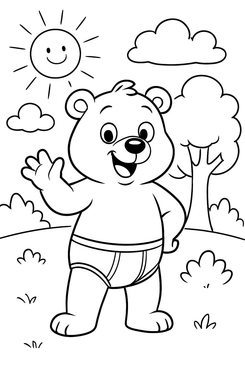 a bear wearing underwear