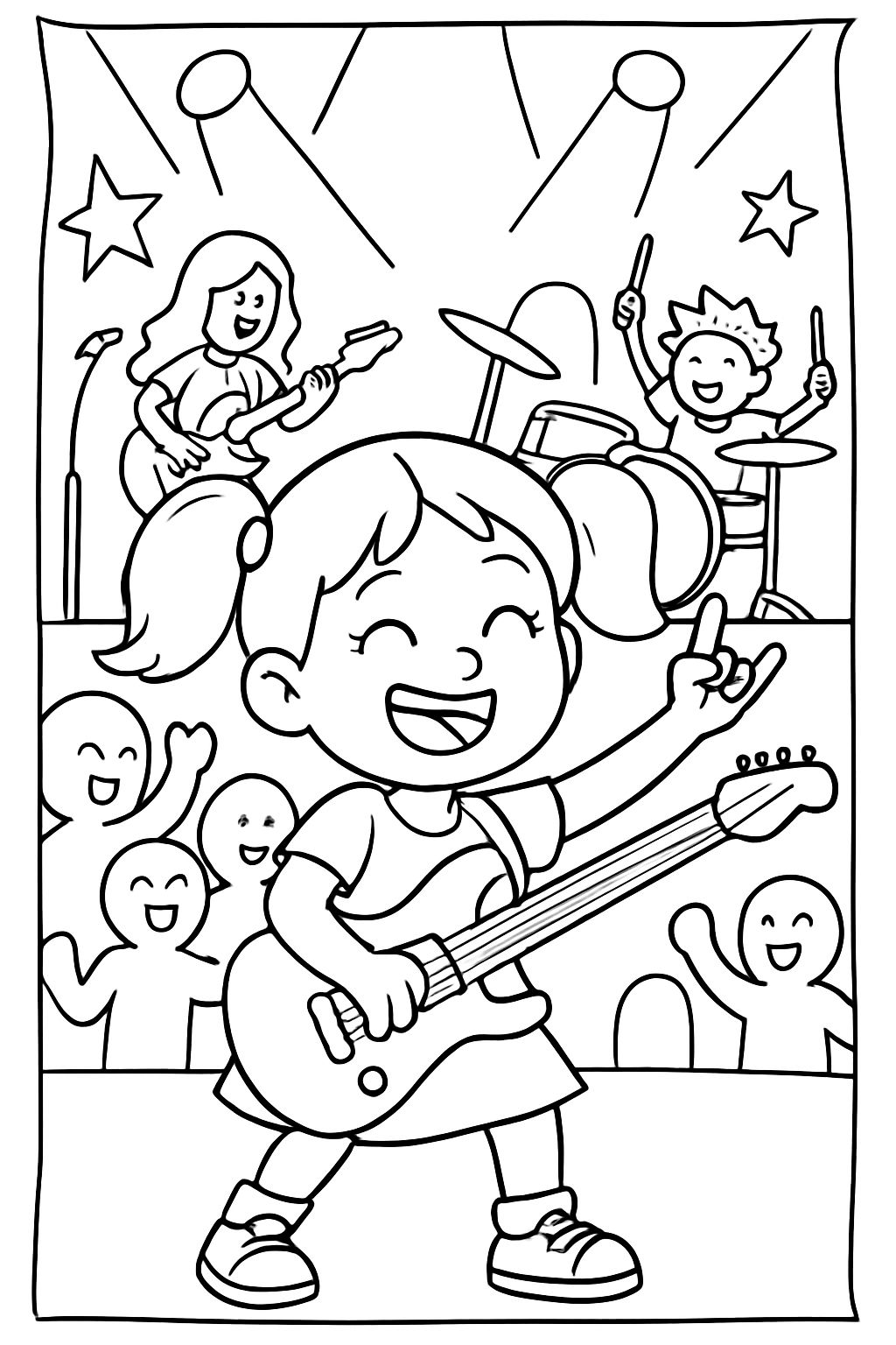 Une petite fille à un concert de rock Une petite fille à un concert de rock