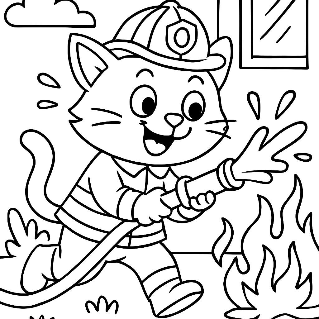 eine Katze, die Feuerwehrmann ist eine Katze, die Feuerwehrmann ist