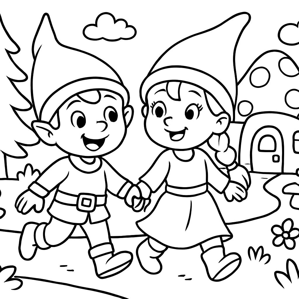 Elf boy holding hands with elf girl Elf boy holding hands with elf girl
