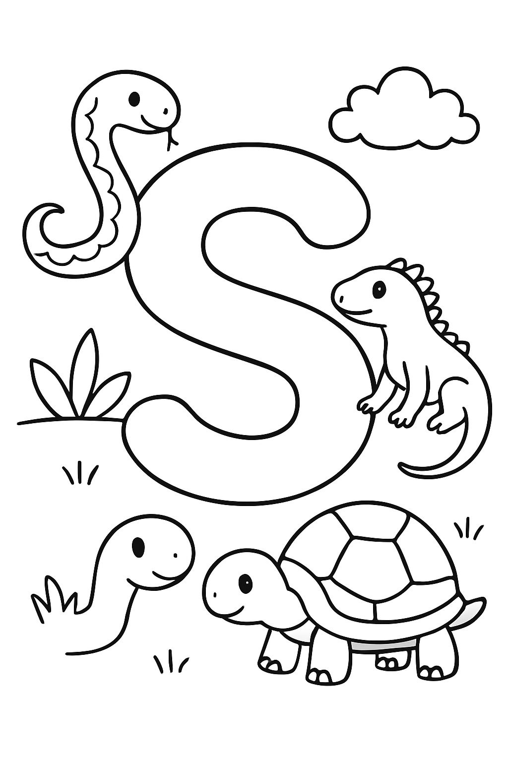a letter S with reptiles