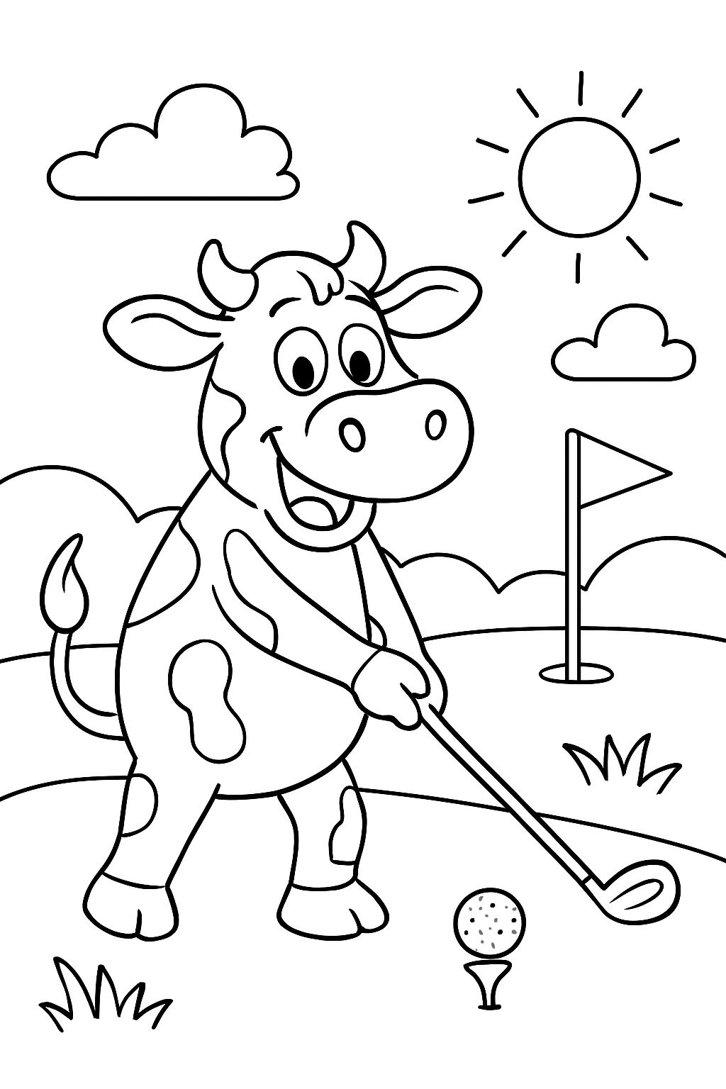 cow playing golf
