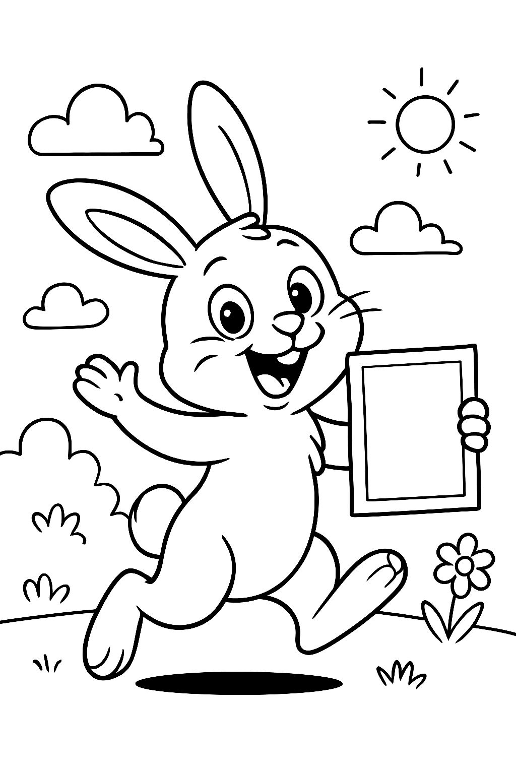rabbit with empty certificate who is happy