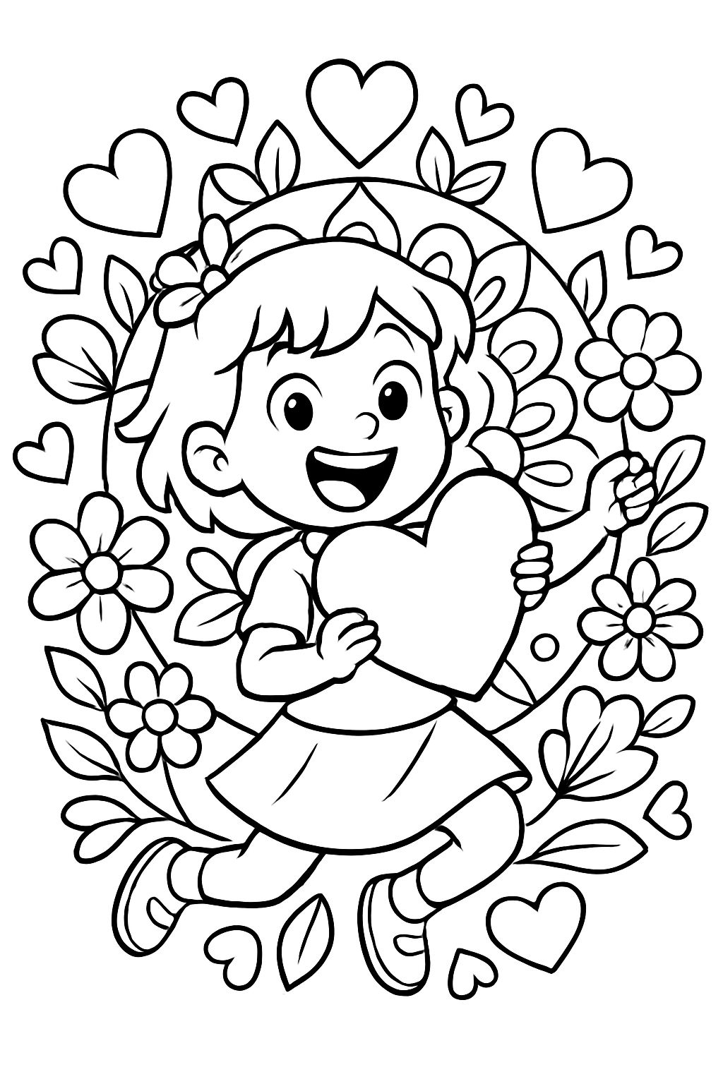 a mandala with hearts and flowers for Mother's Day