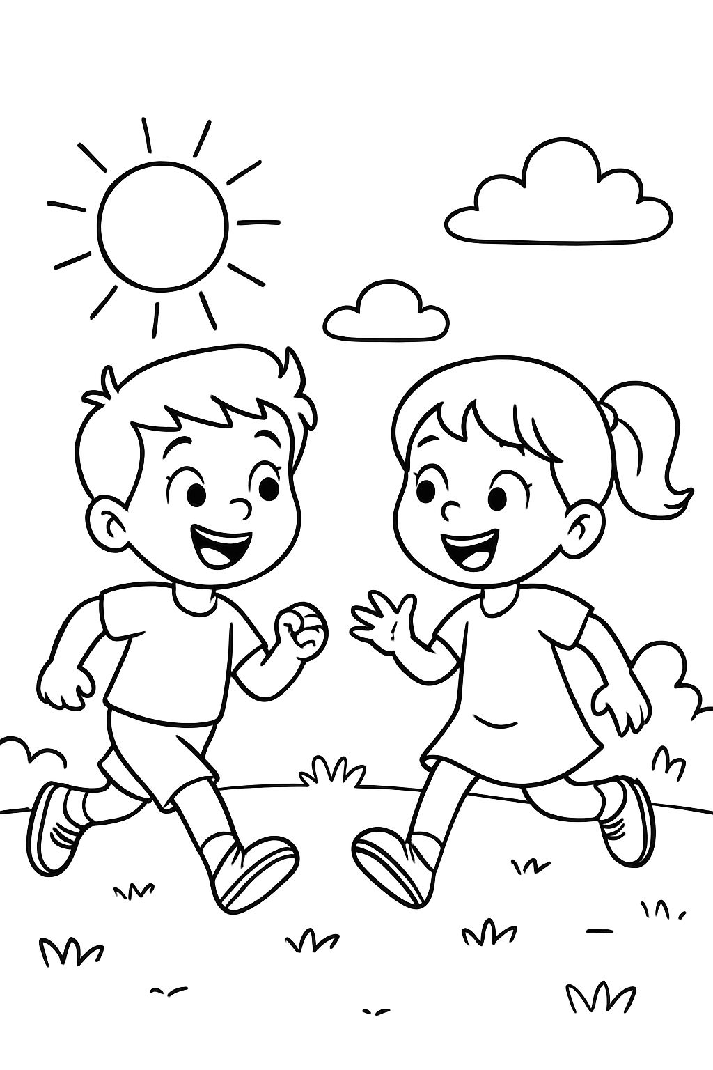 boy and girl running
