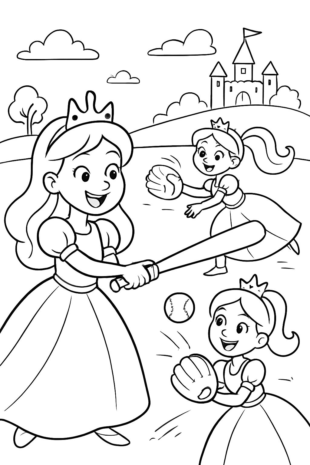 A baseball game played by princesses. A baseball game played by princesses.