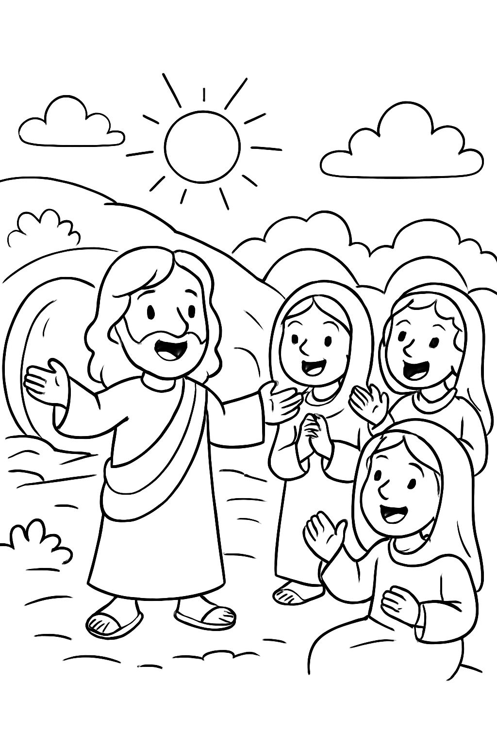 Bible story: Jesus has risen. The tomb is empty Bible story: Jesus has risen. The tomb is empty