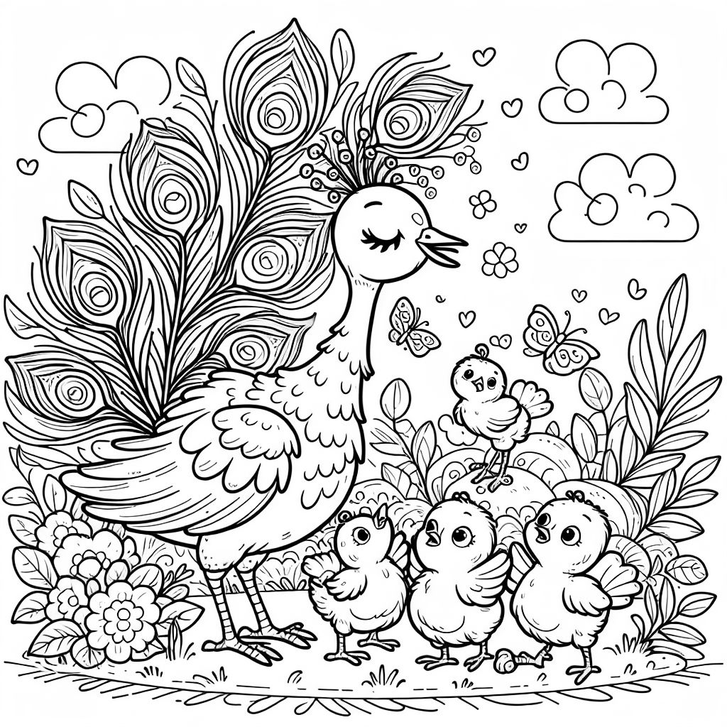 Una mamá pavo real con algunas pichonas. Una mamá pavo real con algunas pichonas.