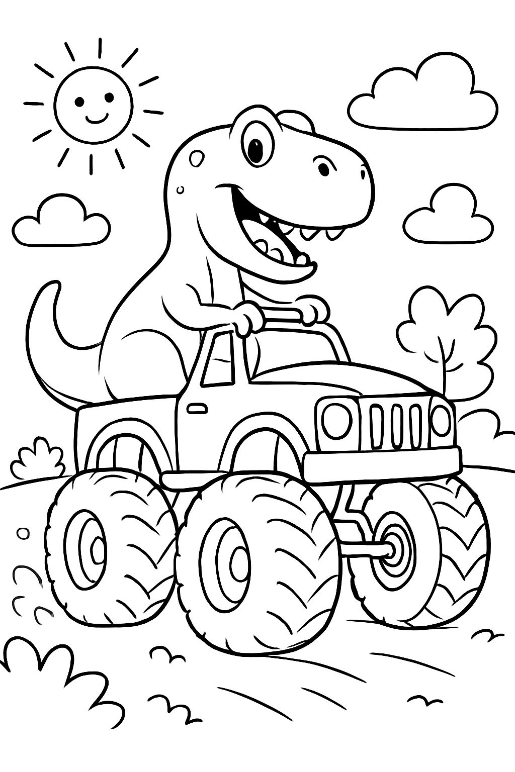 T-Rex auf einem Monster Truck