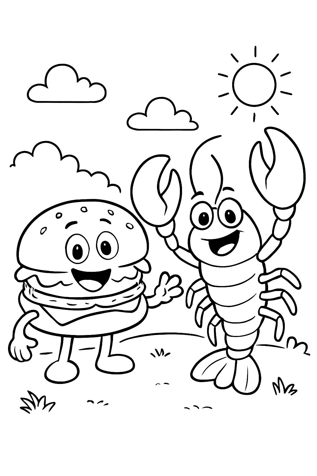 Hamburger and lobster Hamburger and lobster