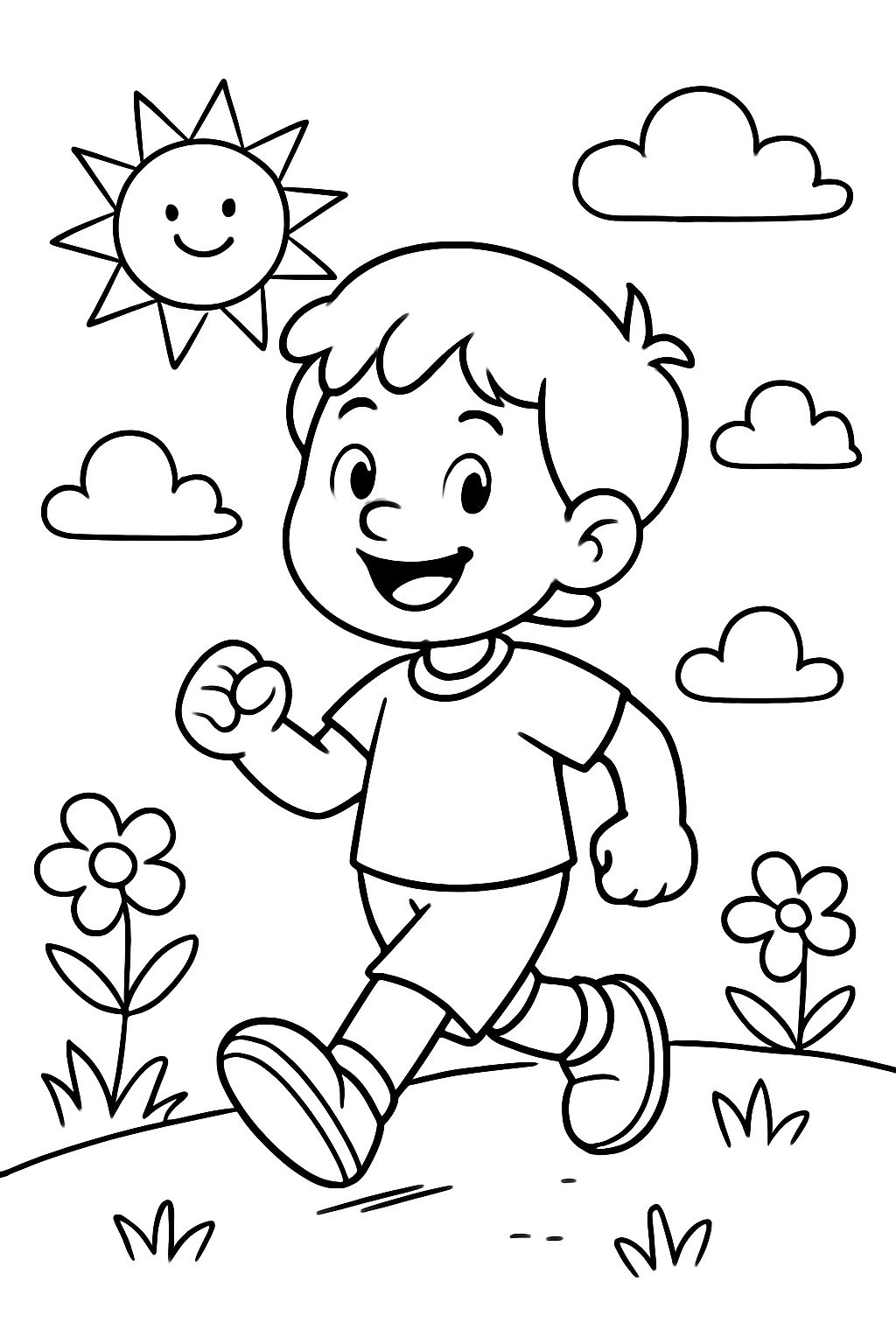 a happy child walking
