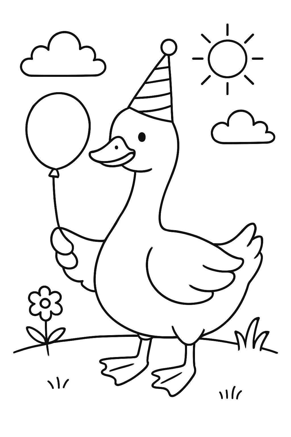 goose birthday holding balloon